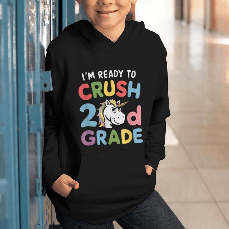 Im Ready To Crush 2nd Grade Boy Unicorn Back To School Graphic Youth Hoodie