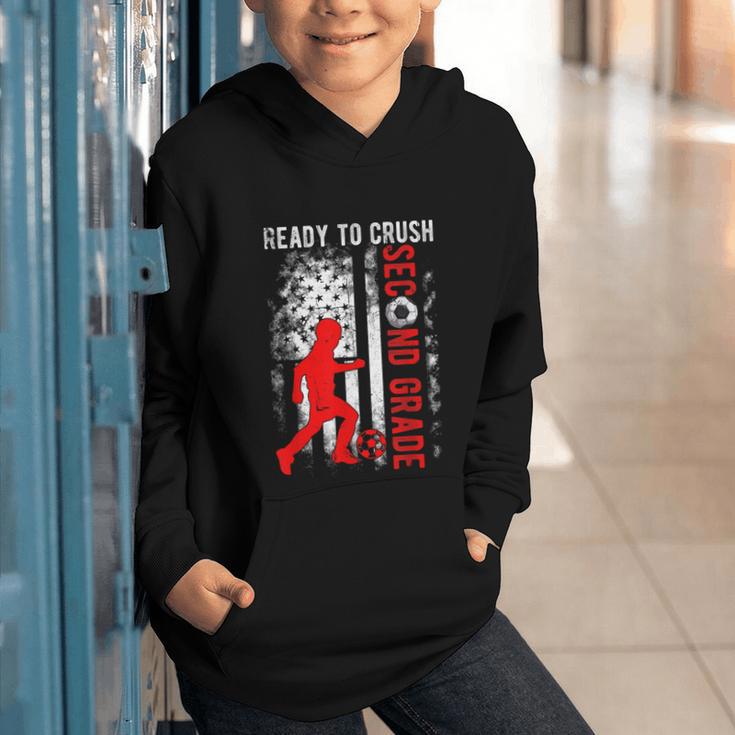 Ready To Crush Second Grade Soccer USA Flag Back To School Graphic Youth Hoodie