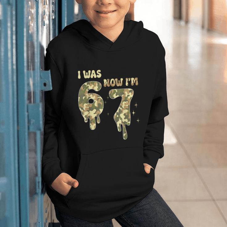 Retro I Was 6 Now I'm 7 Camo 67 Ice Cream Drip Baseball Graphic Youth Hoodie