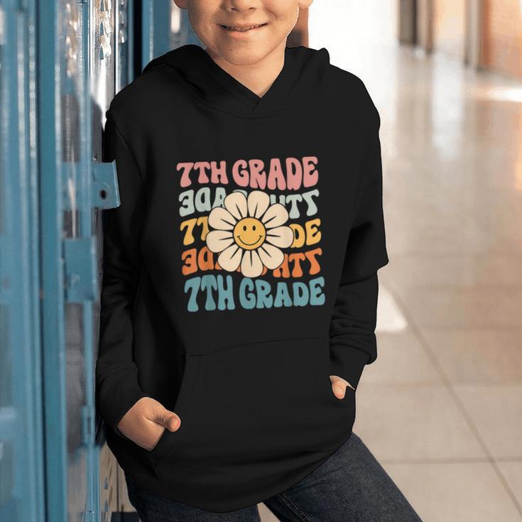 Retro 7th Grade Daisy Colorful Back To School Seventh Grade Graphic Youth Hoodie