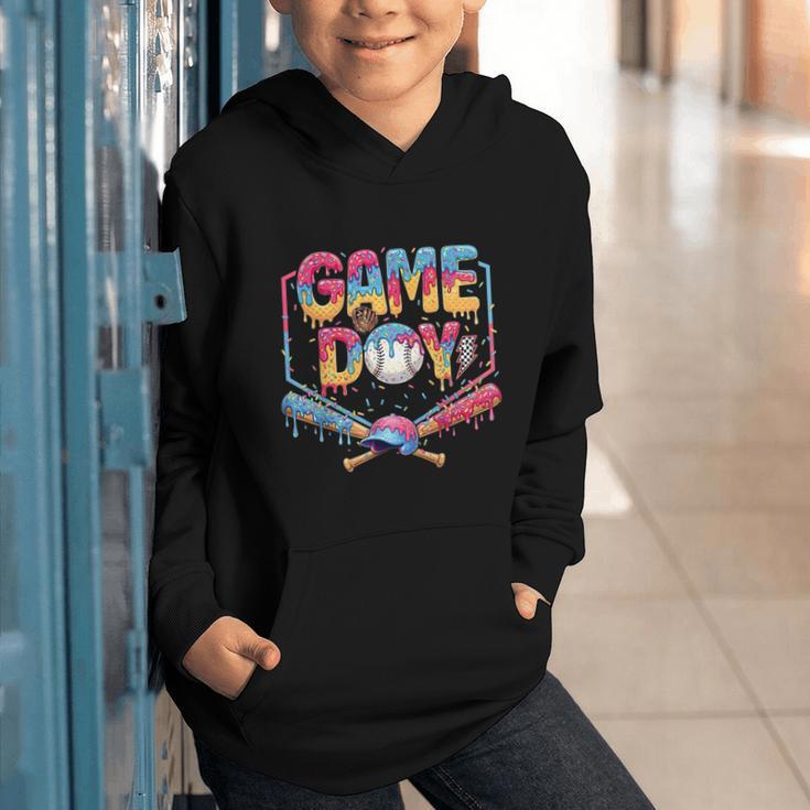 Retro Game Day Baseball Ice Cream Drip For Men Boy Kids Graphic Youth Hoodie