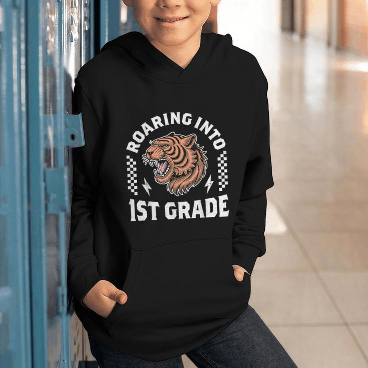 Roaring Into 1st Grade Roaring Tiger Back To School Boy Girl Graphic Youth Hoodie Roaring Into 1st Grade Roaring Tiger Back To School Boy Girl Graphic Youth Hoodie