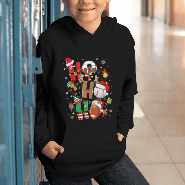 Santa Baseball Football Soccer Pajamas Ho Ho Christmas Xmas Graphic Youth Hoodie Santa Baseball Football Soccer Pajamas Ho Ho Christmas Xmas Graphic Youth Hoodie