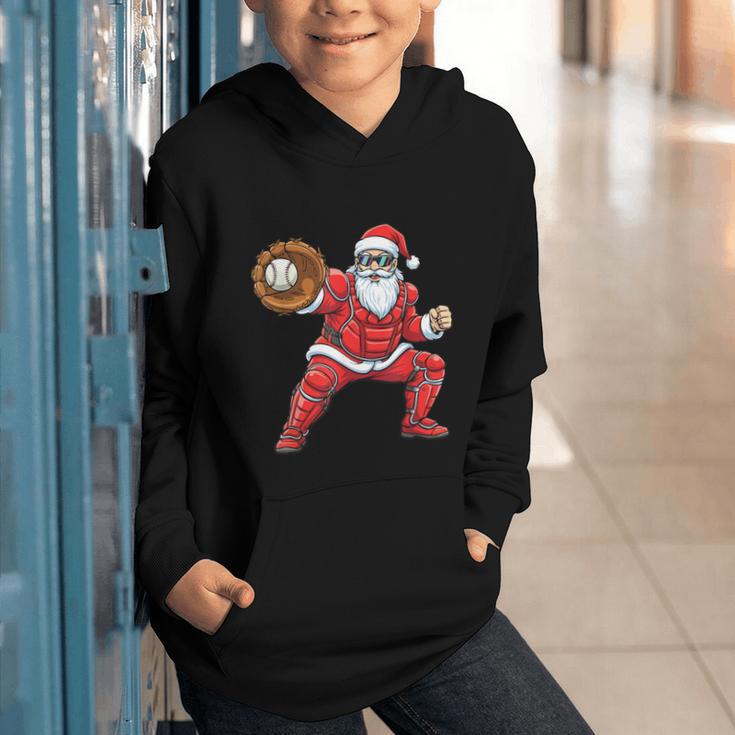 Santa Playing Baseball Baseball Lover Baseballer Xmas Graphic Youth Hoodie Santa Playing Baseball Baseball Lover Baseballer Xmas Graphic Youth Hoodie