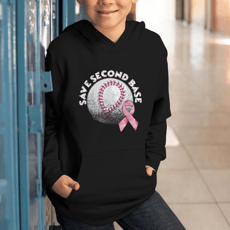 Save 2nd Base Breast Cancer Awareness Pink Ribbon Baseball Graphic Youth Hoodie Save 2nd Base Breast Cancer Awareness Pink Ribbon Baseball Graphic Youth Hoodie