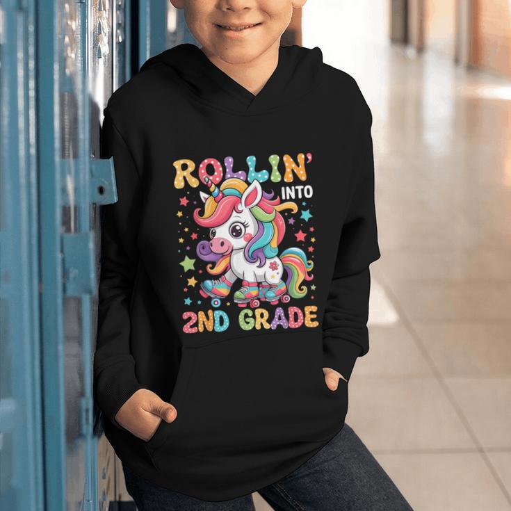 Second Grade Back To School First Day Girls Rollin Unicorn Graphic Youth Hoodie Second Grade Back To School First Day Girls Rollin Unicorn Graphic Youth Hoodie