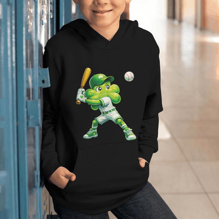 Shamrock Playing Baseball St Patricks Day Men Boys Kid Graphic Youth Hoodie