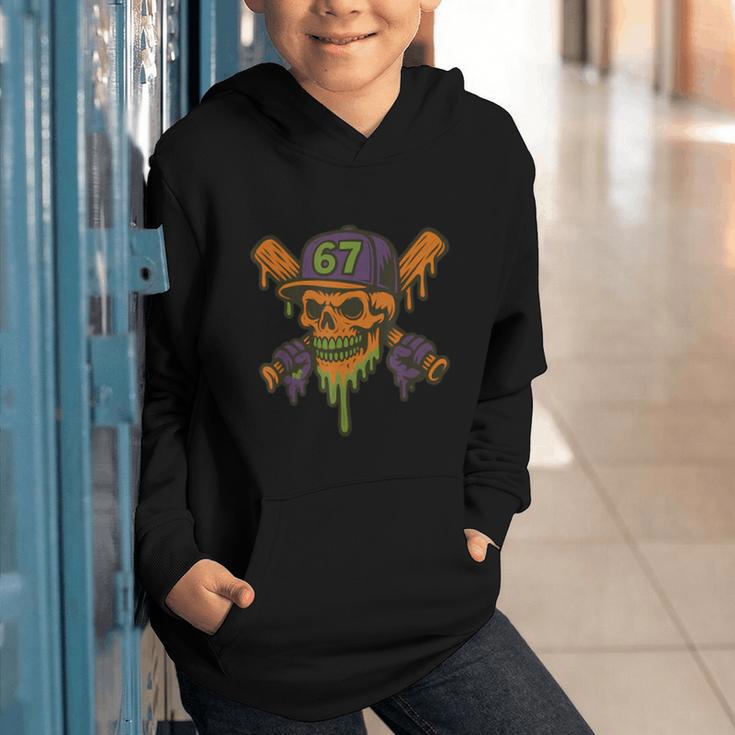 Six Seven 6 7 Baseball Skull Drip Halloween Horror Sports Graphic Youth Hoodie Six Seven 6 7 Baseball Skull Drip Halloween Horror Sports Graphic Youth Hoodie