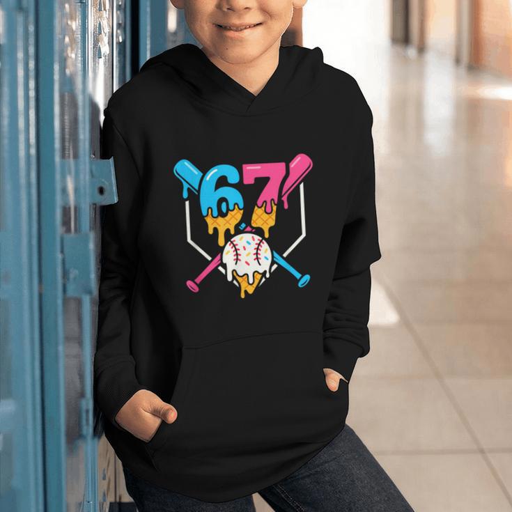 Six Seven Baseball Ice Cream Drip Cool 67 Gen Alpha Slang Graphic Youth Hoodie