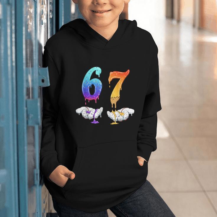 Six Seven Ice Cream Drip Cool Meme 67 Number Baseball Graphic Youth Hoodie Six Seven Ice Cream Drip Cool Meme 67 Number Baseball Graphic Youth Hoodie