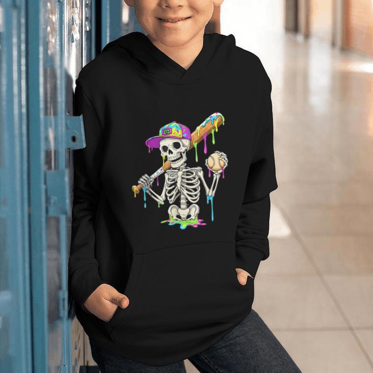 Skeleton Baseball Drip Boys Ice Cream Drip Youth Baseball Graphic Youth Hoodie