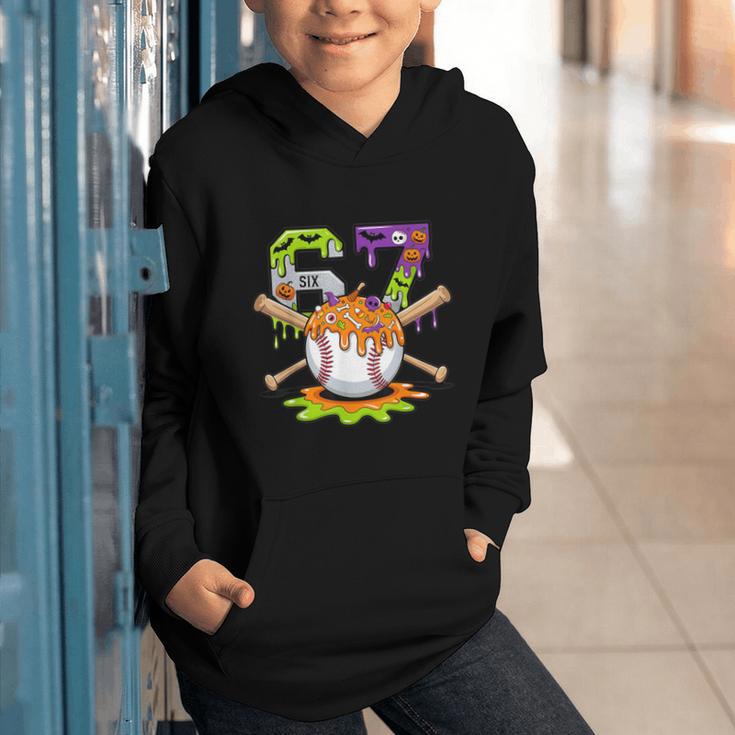 Spooky Halloween Baseball Ice Cream Dripping Six Seven 6 7 Graphic Youth Hoodie Spooky Halloween Baseball Ice Cream Dripping Six Seven 6 7 Graphic Youth Hoodie