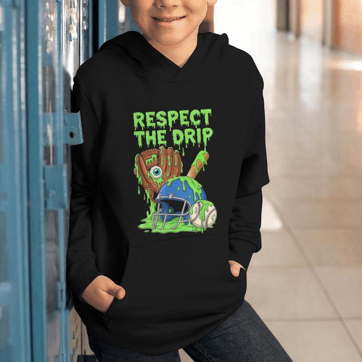 Spooky Zombie Respect The Drip Baseball Halloween Graphic Youth Hoodie Spooky Zombie Respect The Drip Baseball Halloween Graphic Youth Hoodie