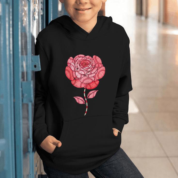 Sporty Rose Graphic With Baseball And Rugby Ball Petals Graphic Youth Hoodie