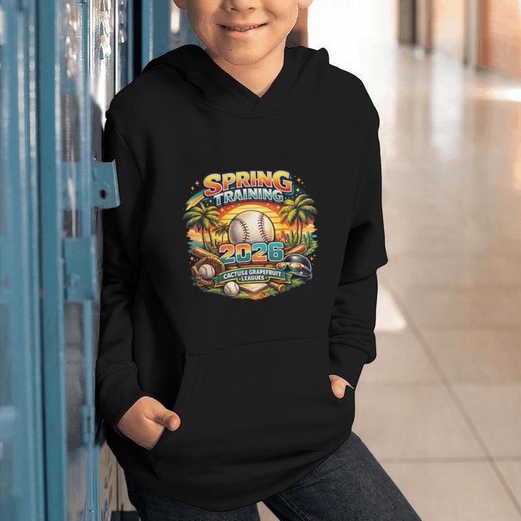 Spring Training 2026 Retro Baseball Palm Cactus Graphic Youth Hoodie
