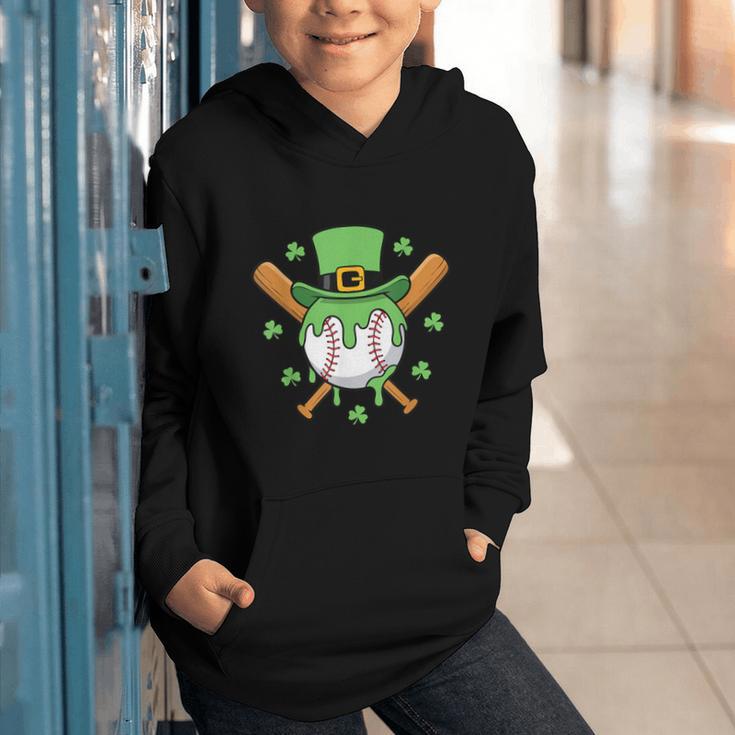St Patricks Day Baseball Drip Ice Cream Baseball Home Plate Graphic Youth Hoodie