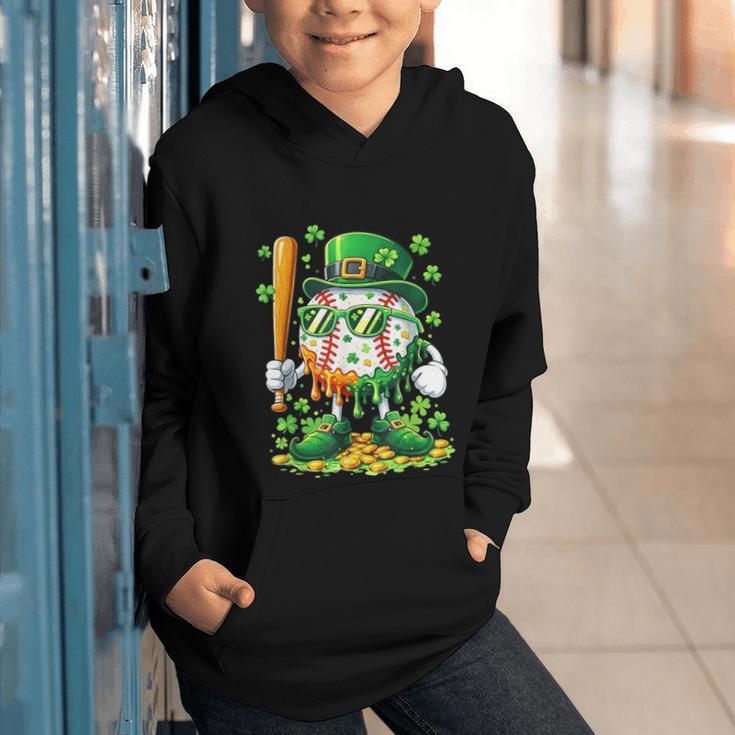 St Patricks Day Baseball Ice Cream Baseball Player Cartoon Graphic Youth Hoodie