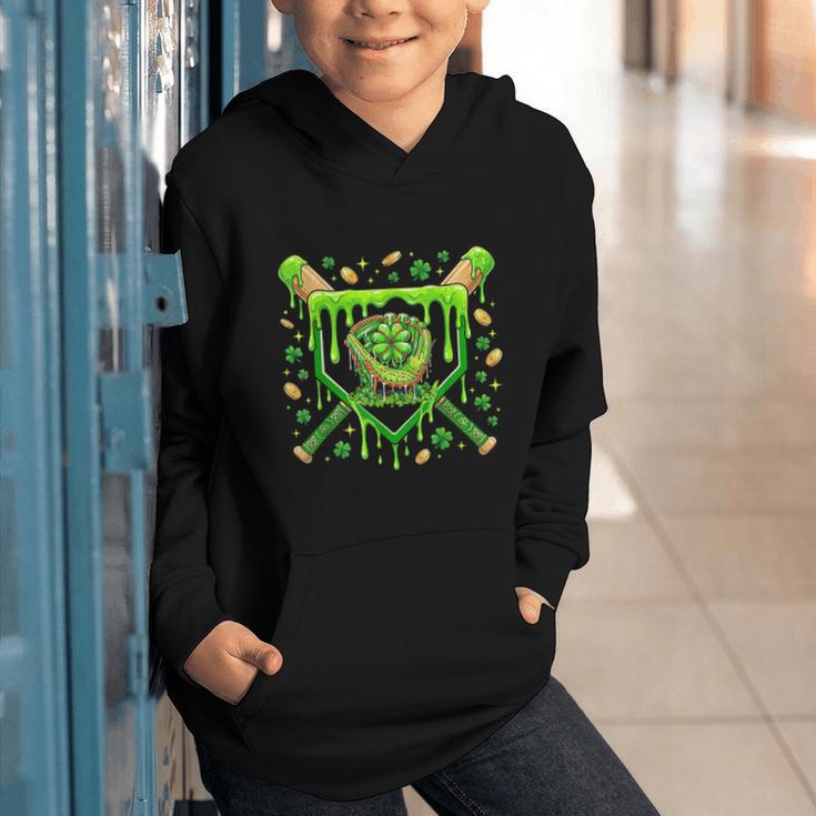 St Patricks Day Baseball Ice Cream Shamrock Baseball Player Graphic Youth Hoodie St Patricks Day Baseball Ice Cream Shamrock Baseball Player Graphic Youth Hoodie