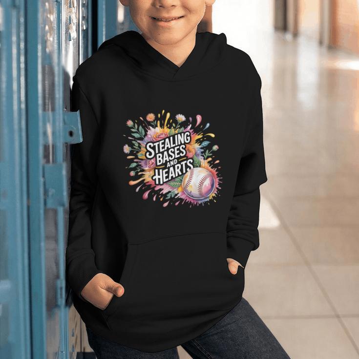 Stealing Bases And Hearts Baseball Puns Sports Graphic Youth Hoodie Stealing Bases And Hearts Baseball Puns Sports Graphic Youth Hoodie