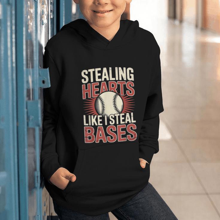 Stealing Hearts Like I Steal Bases Baseball Valentine Retro Graphic Youth Hoodie Stealing Hearts Like I Steal Bases Baseball Valentine Retro Graphic Youth Hoodie