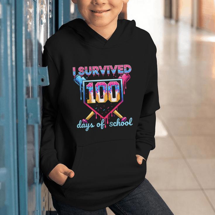 I Survived 100 Days Of School Baseball Boys Students Graphic Youth Hoodie I Survived 100 Days Of School Baseball Boys Students Graphic Youth Hoodie