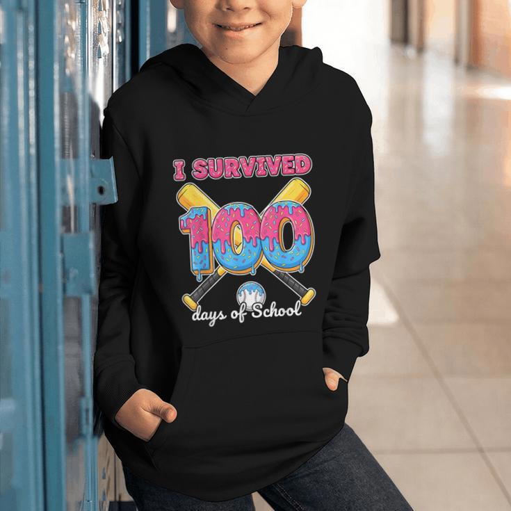 I Survived 100 Days Of School Baseball Cream Drip Boys Graphic Youth Hoodie