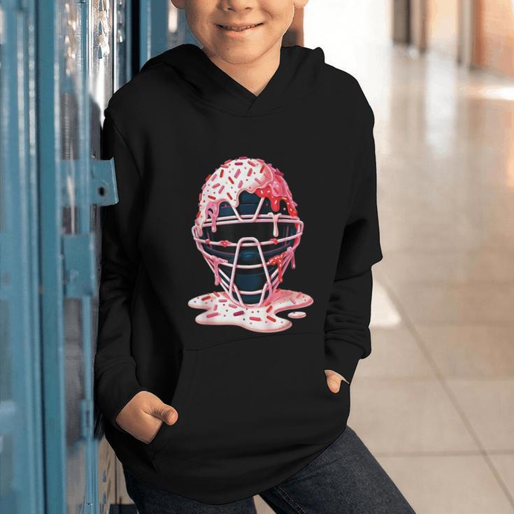 Valentine Baseball Catcher Mask Ice Cream Drip Tee For Boys Graphic Youth Hoodie