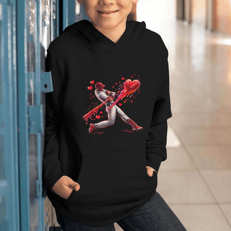 Valentine Baseball Player Drip Graphic Youth Hoodie Valentine Baseball Player Drip Graphic Youth Hoodie