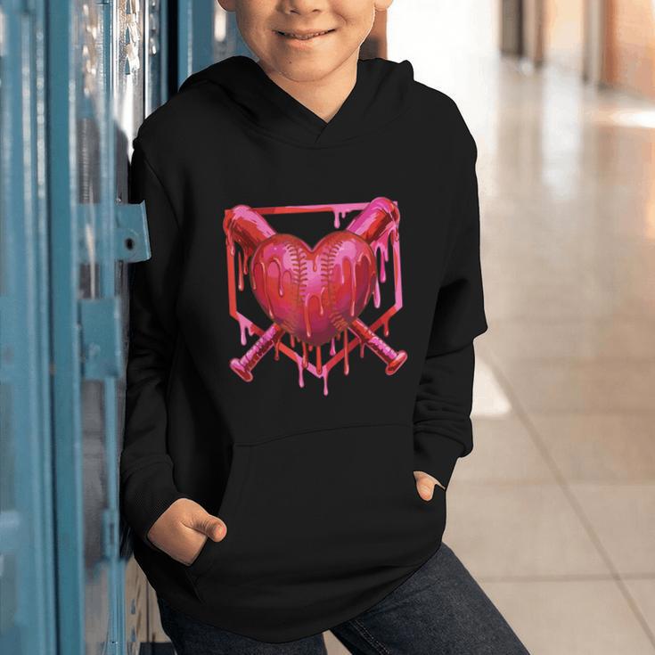 Valentines Day Baseball Red Heart Dab Boys Girls Kids Graphic Youth Hoodie