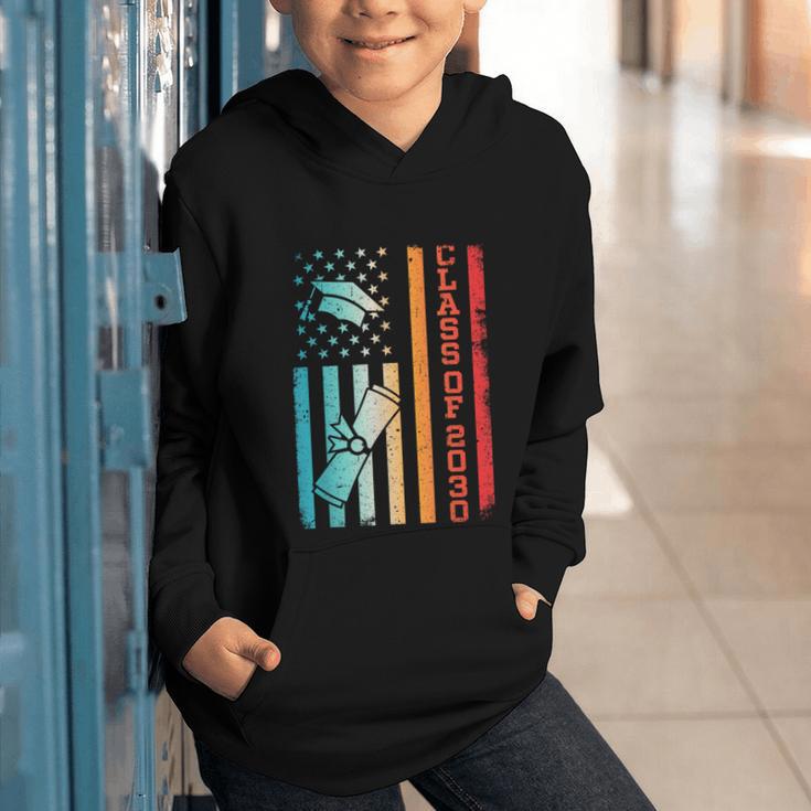 Vintage Class Of 2030 Graduation Back To School USA Flag Graphic Youth Hoodie Vintage Class Of 2030 Graduation Back To School USA Flag Graphic Youth Hoodie