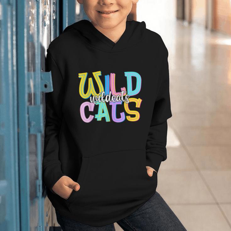 Wildcats School Spirit Groovy Back To School Girls Graphic Youth Hoodie