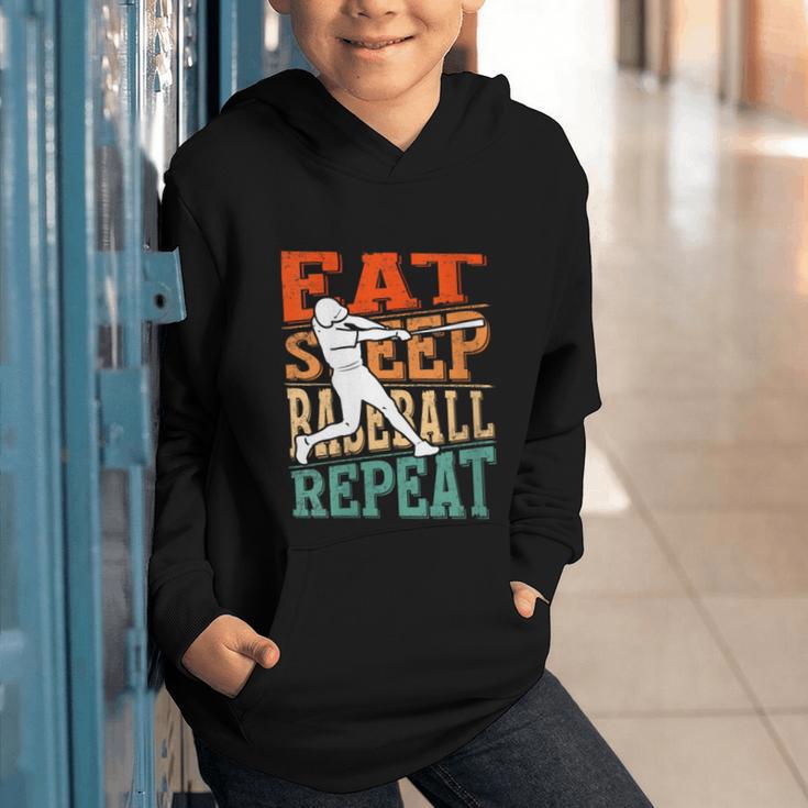 Women's Eat Sleep Baseball Repeat Vintage Player Sport Lover Retro Graphic Youth Hoodie