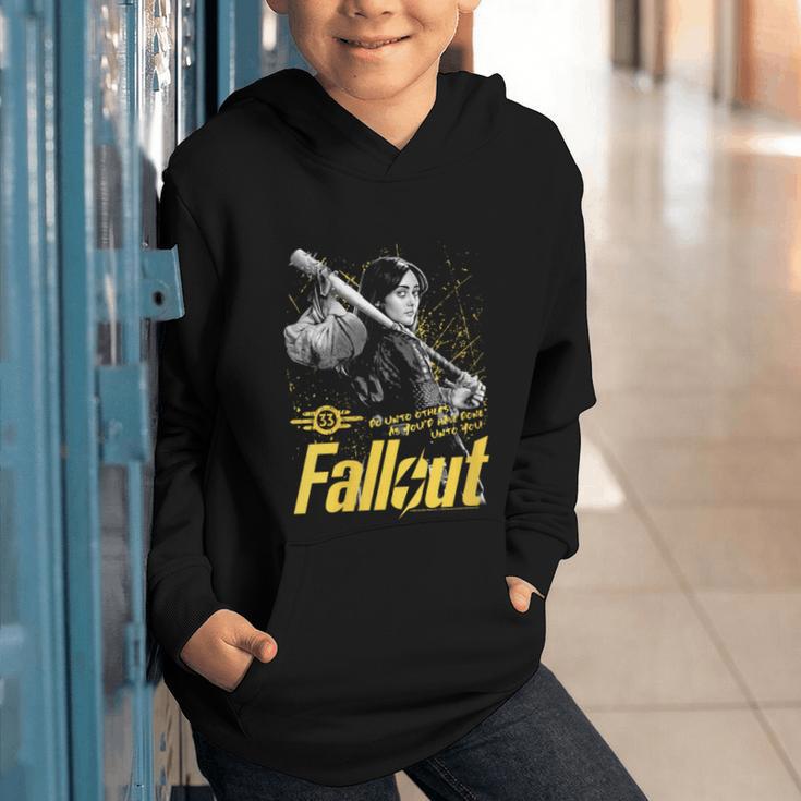 Women's Fallout TV Series Lucy Do Unto Others Baseball Bat Gamer Graphic Youth Hoodie Women's Fallout TV Series Lucy Do Unto Others Baseball Bat Gamer Graphic Youth Hoodie