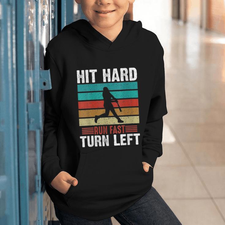 Women's Retro Hit Hard Run Fast Turn Left Baseball Lover Graphic Youth Hoodie Women's Retro Hit Hard Run Fast Turn Left Baseball Lover Graphic Youth Hoodie