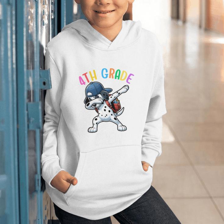 4th Grade Crew Dalmatian Dog Dabbing Back To School Premium Tri-Blend Graphic Youth Hoodie