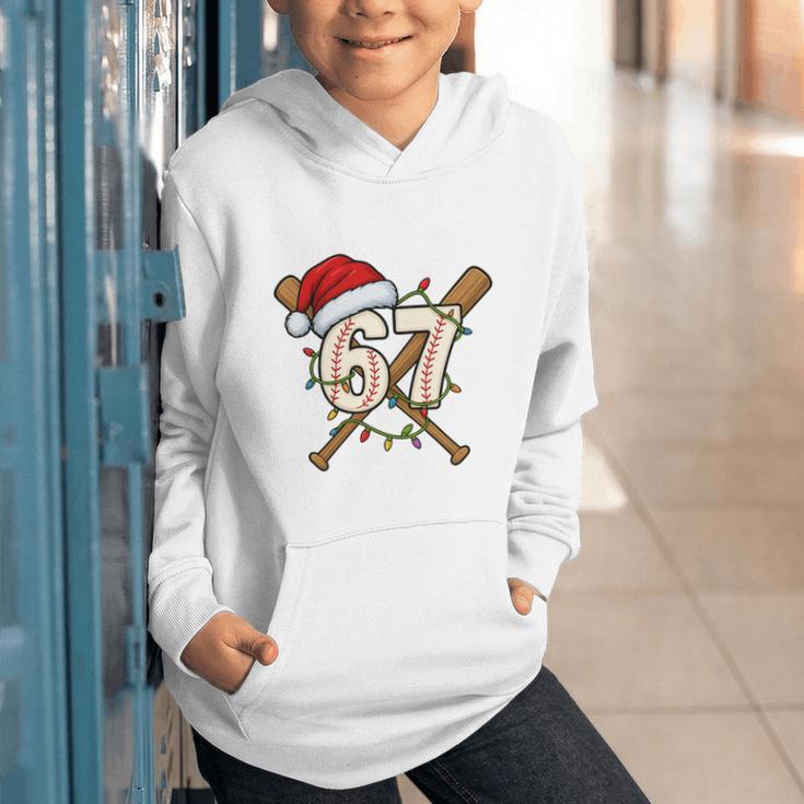 67 Baseball Xmas Lights Santa Hat Holiday Graphic Youth Hoodie 67 Baseball Xmas Lights Santa Hat Holiday Graphic Youth Hoodie