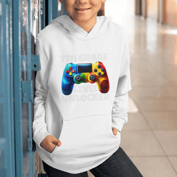 7th Grade Level Unlocked Back To School Gamer Boys Girls Graphic Youth Hoodie