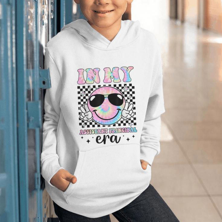 In My Assistant Principal Era Groovy Tie Dye Back To School Graphic Youth Hoodie