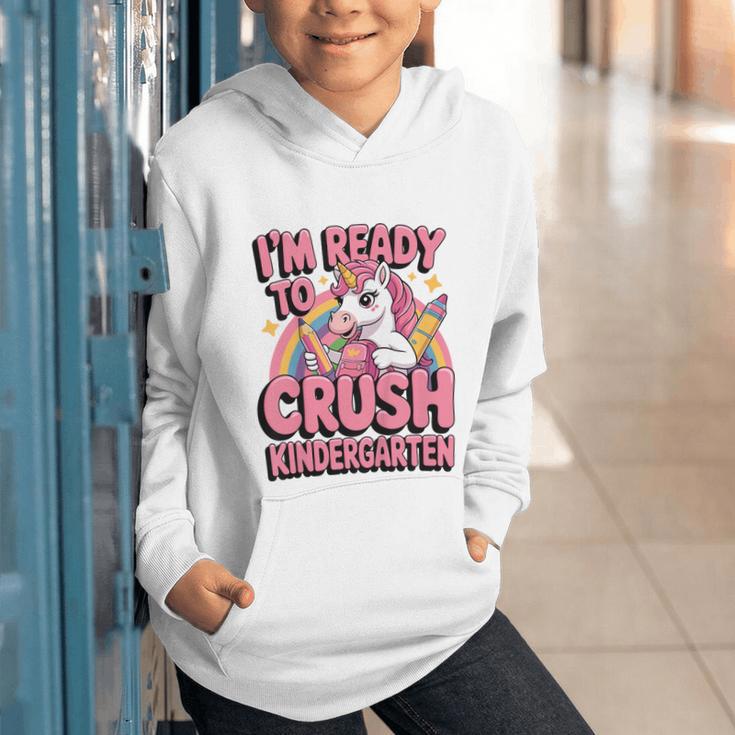 Back To School I'm Ready To Crush Kindergarten Unicorn Graphic Youth Hoodie