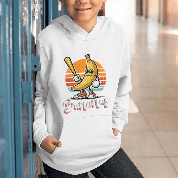 Bananas Baseball Sunset Retro Fruit Sports Boys Kids Men Premium Tri-Blend Graphic Youth Hoodie