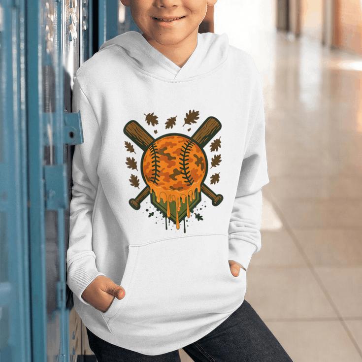 Baseball Drip Ice Cream Dripping Blaze Hunter Orange Camo Graphic Youth Hoodie Baseball Drip Ice Cream Dripping Blaze Hunter Orange Camo Graphic Youth Hoodie
