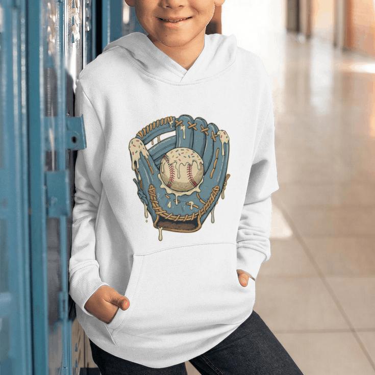 Baseball Drip Ice Cream Glove With Sprinkles And Ball Youth Premium Tri-Blend Graphic Youth Hoodie