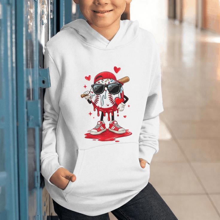 Baseball Drip Ice Cream Sunglasses Boys Youth Kids Valentine Graphic Youth Hoodie