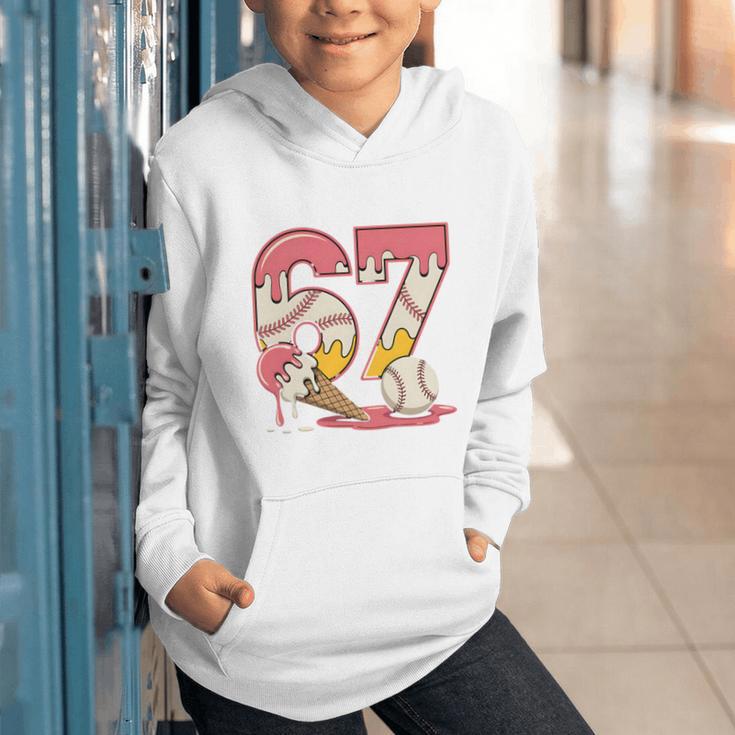 Baseball Drip Number 67 Player Ice Cream Or 67th Birthday Graphic Youth Hoodie