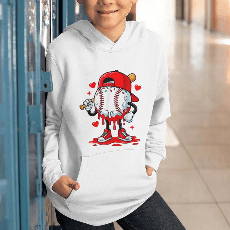 Baseball Drip Valentines Graphic Youth Hoodie