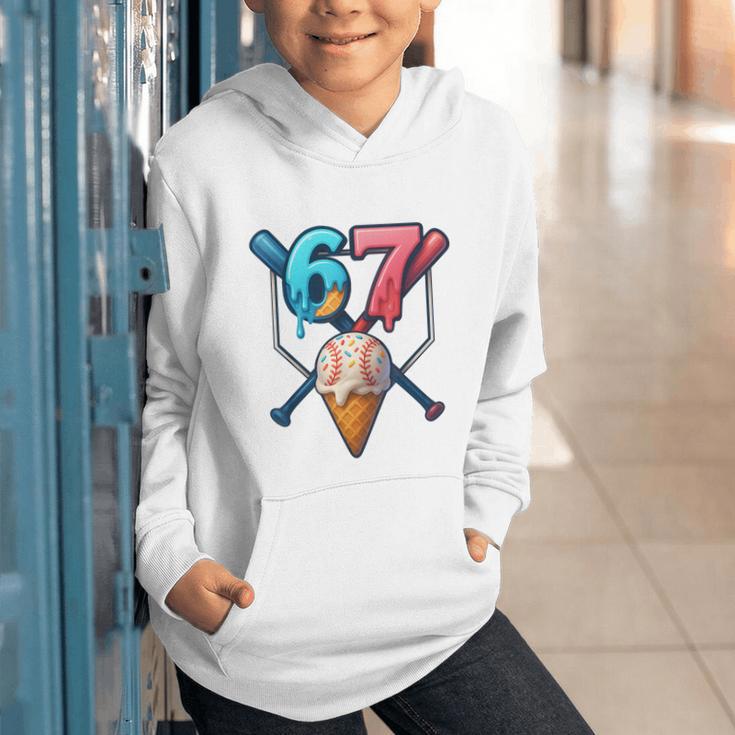 Baseball Ice Cream Drip 67 Six Seven Gen Alpha Slang Meme Graphic Youth Hoodie Baseball Ice Cream Drip 67 Six Seven Gen Alpha Slang Meme Graphic Youth Hoodie