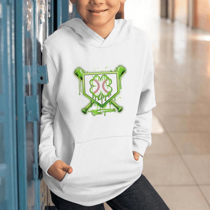 Baseball Icecream St Patrick's Day Lucky Charm Shamrock Drip Graphic Youth Hoodie Baseball Icecream St Patrick's Day Lucky Charm Shamrock Drip Graphic Youth Hoodie