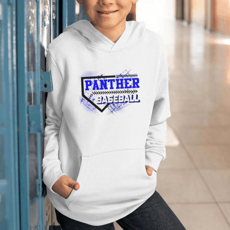 Blue Panther Baseball Home Plate Game Day Mascot Panther Graphic Youth Hoodie