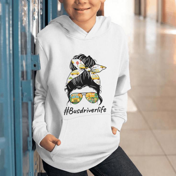 Bus Driver Life Messy Bun Back To School Bus Driver Graphic Youth Hoodie