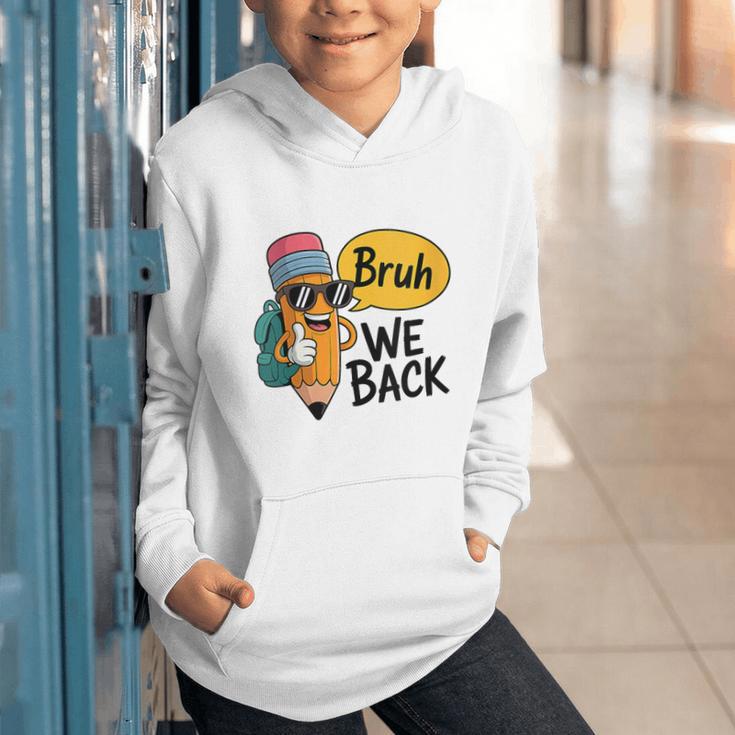 Cool Cartoon Pencil Saying Bruh Back To School Graphic Youth Hoodie Cool Cartoon Pencil Saying Bruh Back To School Graphic Youth Hoodie